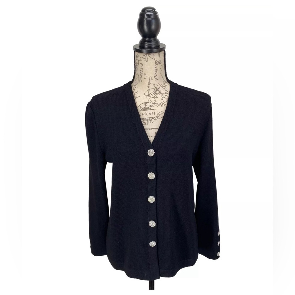 St John Collection Santana Knit‎ Sweater Jacket with Crystal buttons